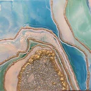 16x20 Canvas Soothing oceanic inspired epoxy resin art painting